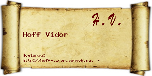 Hoff Vidor névjegykártya